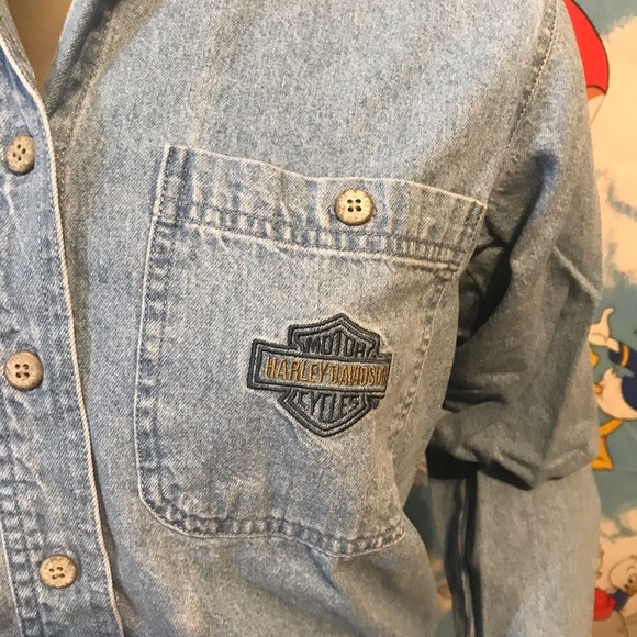 Harley Davidson Motorcycles Women’s Denim Shirt XS - Picture 3 of 5